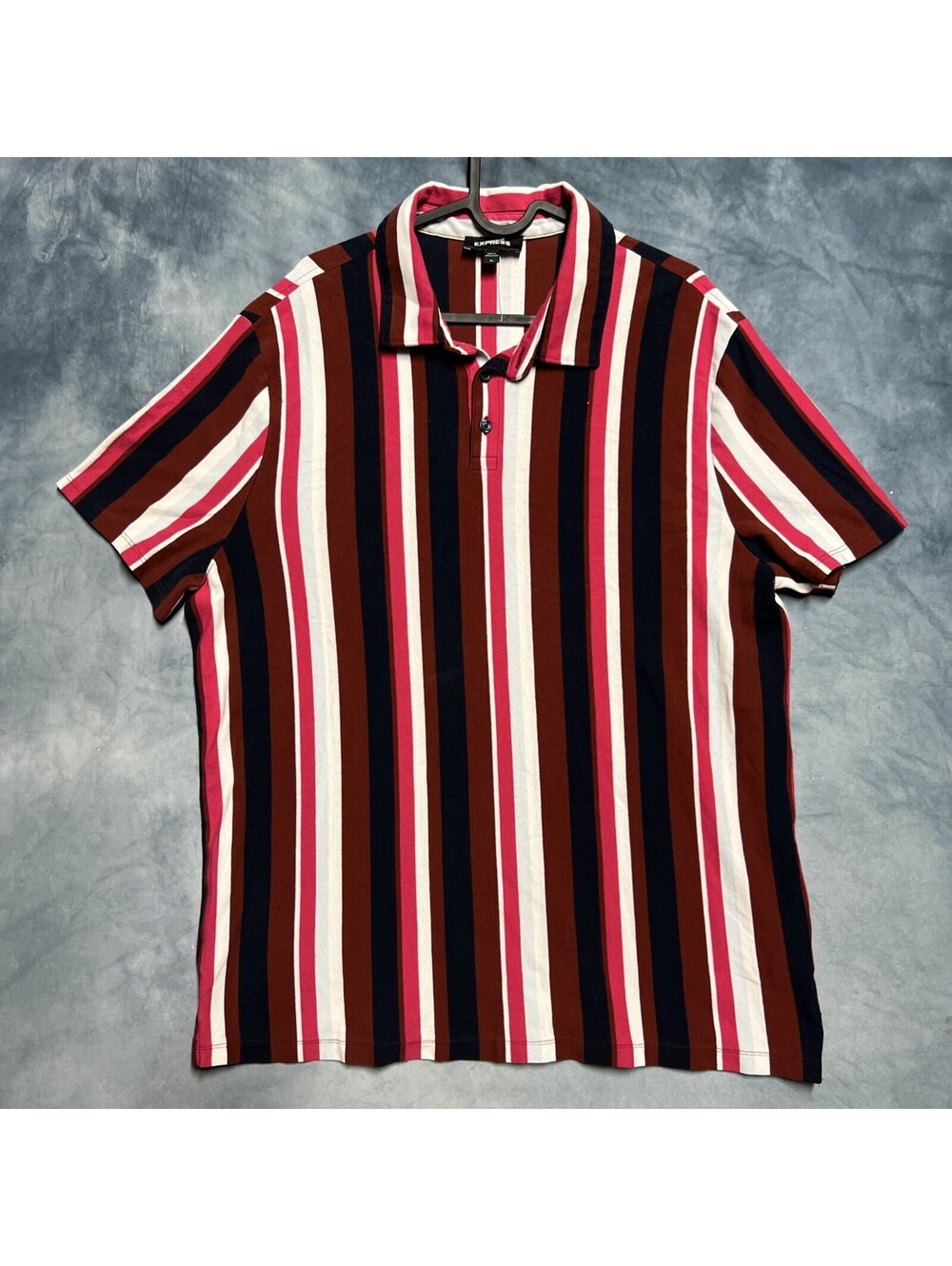 Express Mens Short Sleeve Stripe Shirt Sz XL Multi Color NWT